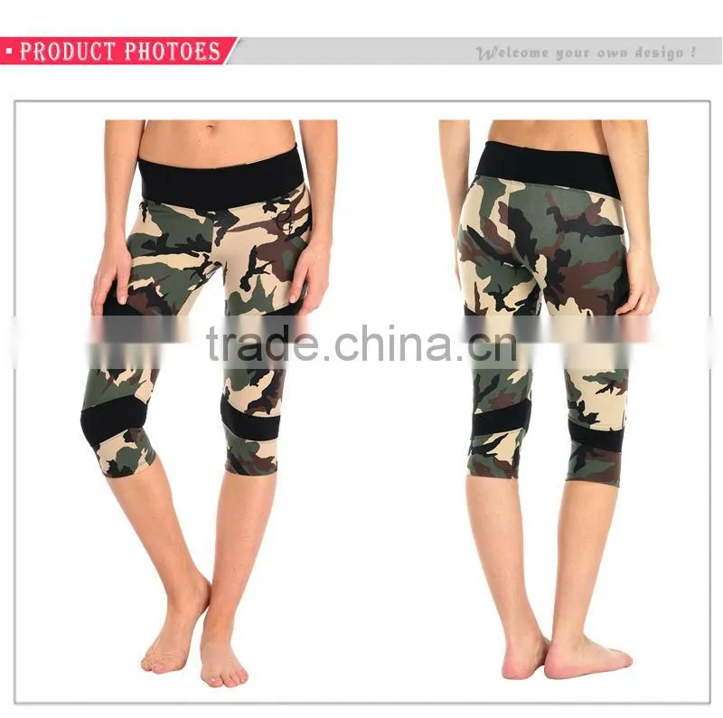 Custom Wholesale Women Camouflage Yoga Capri leggings sports tights