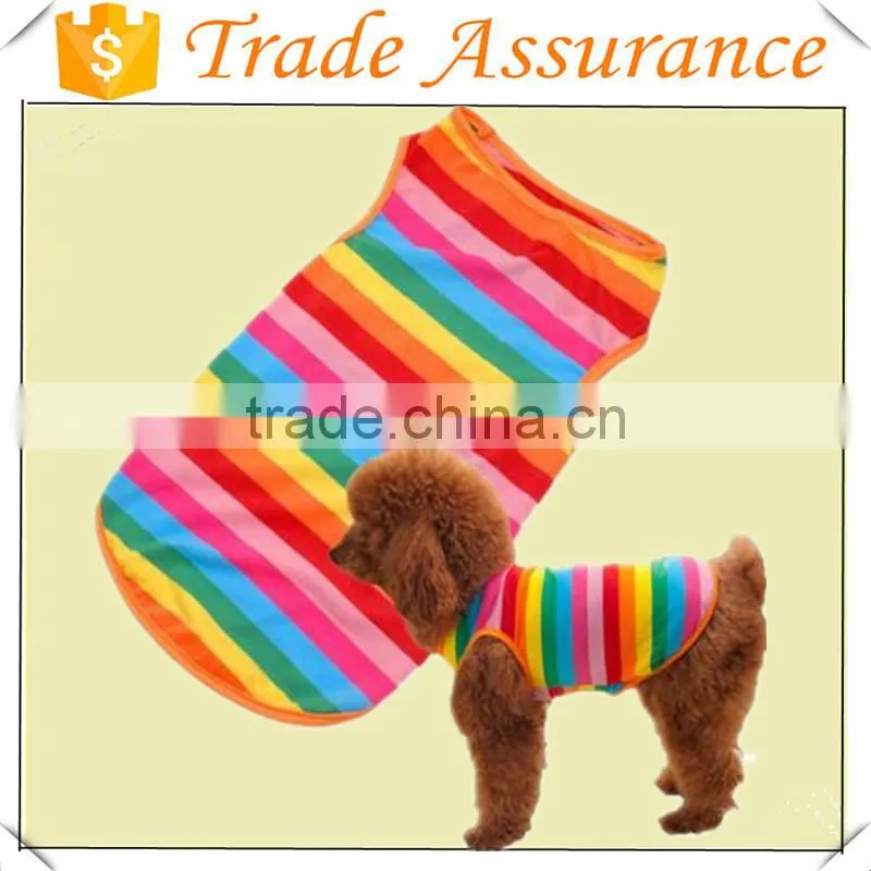 wholesale Rainbow Stripe Pet Shirt Dog Clothes Puppy Cat Apparel Costume Clothing Summer