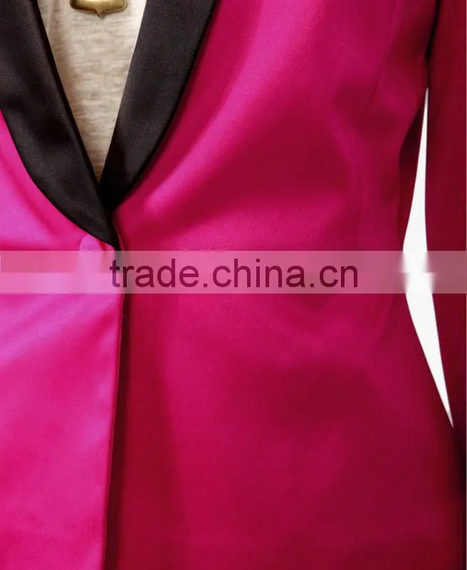 Contrast Lapel Peplum Blazer