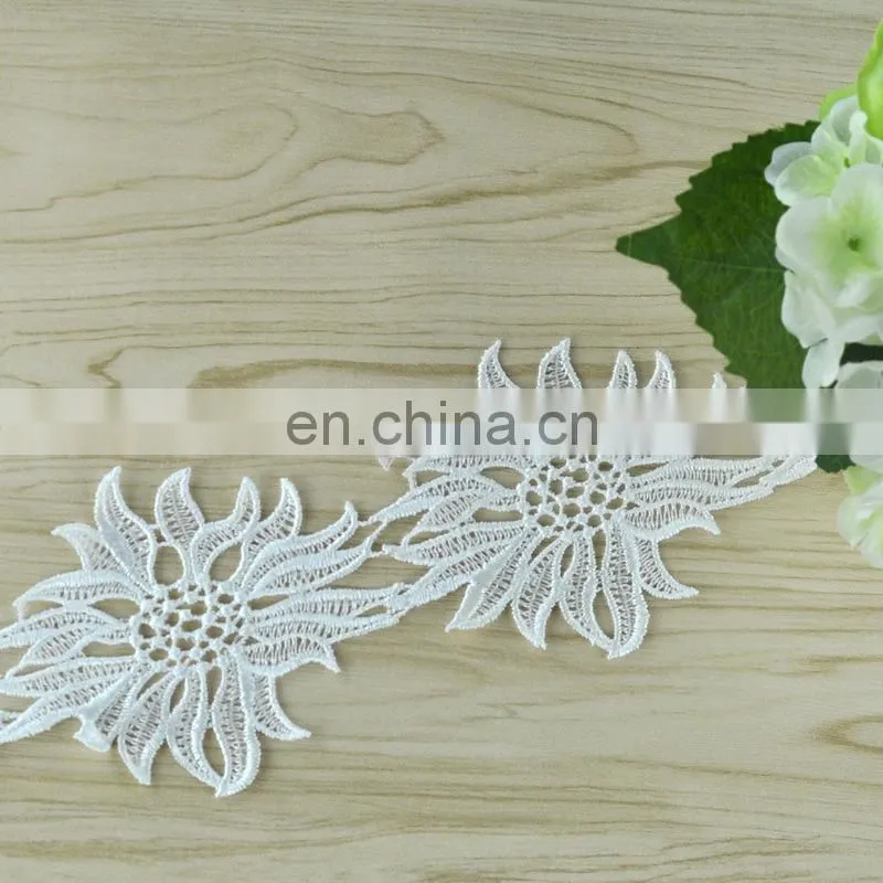 width 1-3cm white polyester embroidery lace trim dyeable