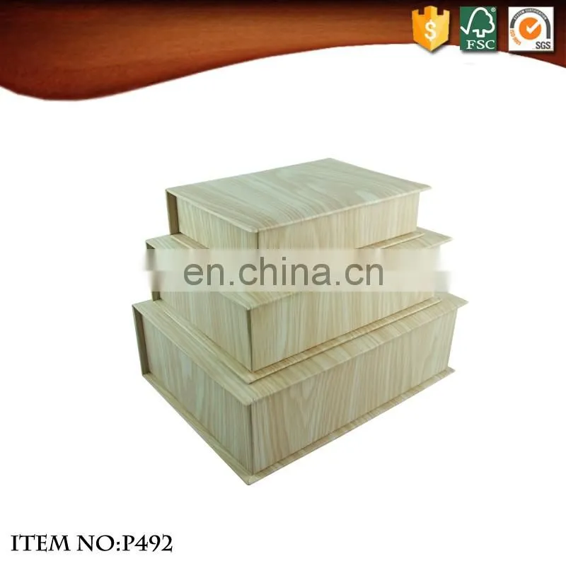 Wood Grain Completed Book Shaped Storage Box