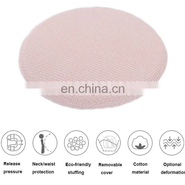 Custom pink chair pad round stool cushions round rattan outdoor home chair seat cushion with memory foam filling