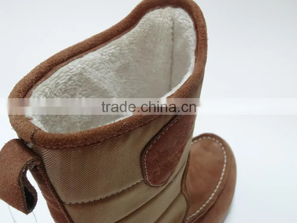 Wiley Herringbone Nylon and Suede Upper Furry Lining Moccasin Boots