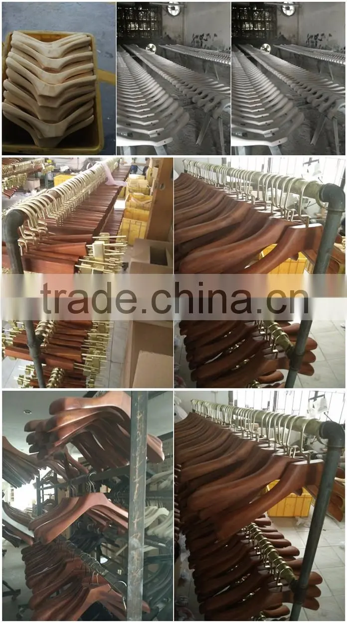 Top quality custom black wooden clothes hanger with trouser hanger for men suit