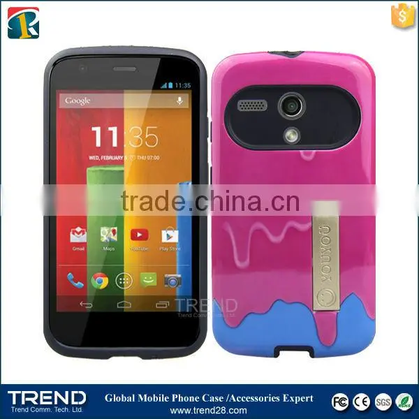 china supplier hybrid combo kickstand phone case for moto G2