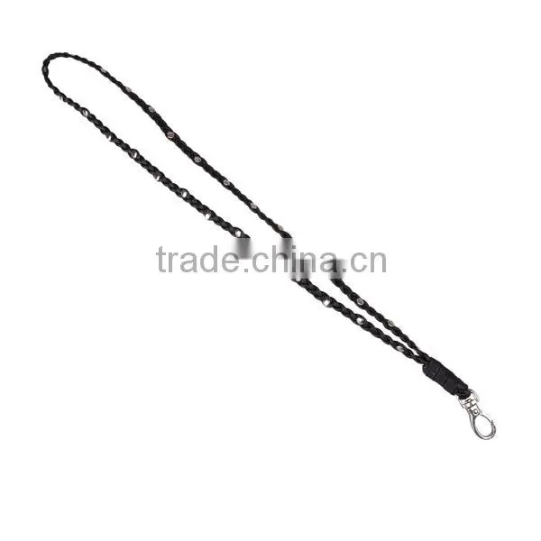Hot sale leather key chain customized braided leather rivets key chain,neck hanging leather key chain,key rope