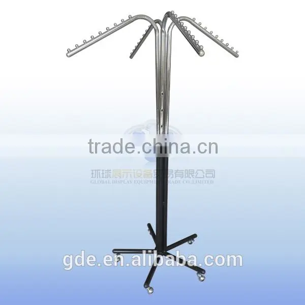 Metal display garment rack with four arms
