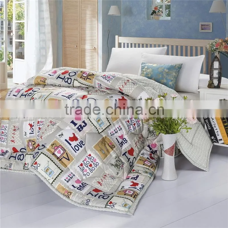 China manufacturer newest design cartoon microfiber filling comforter wholesale thick quilt