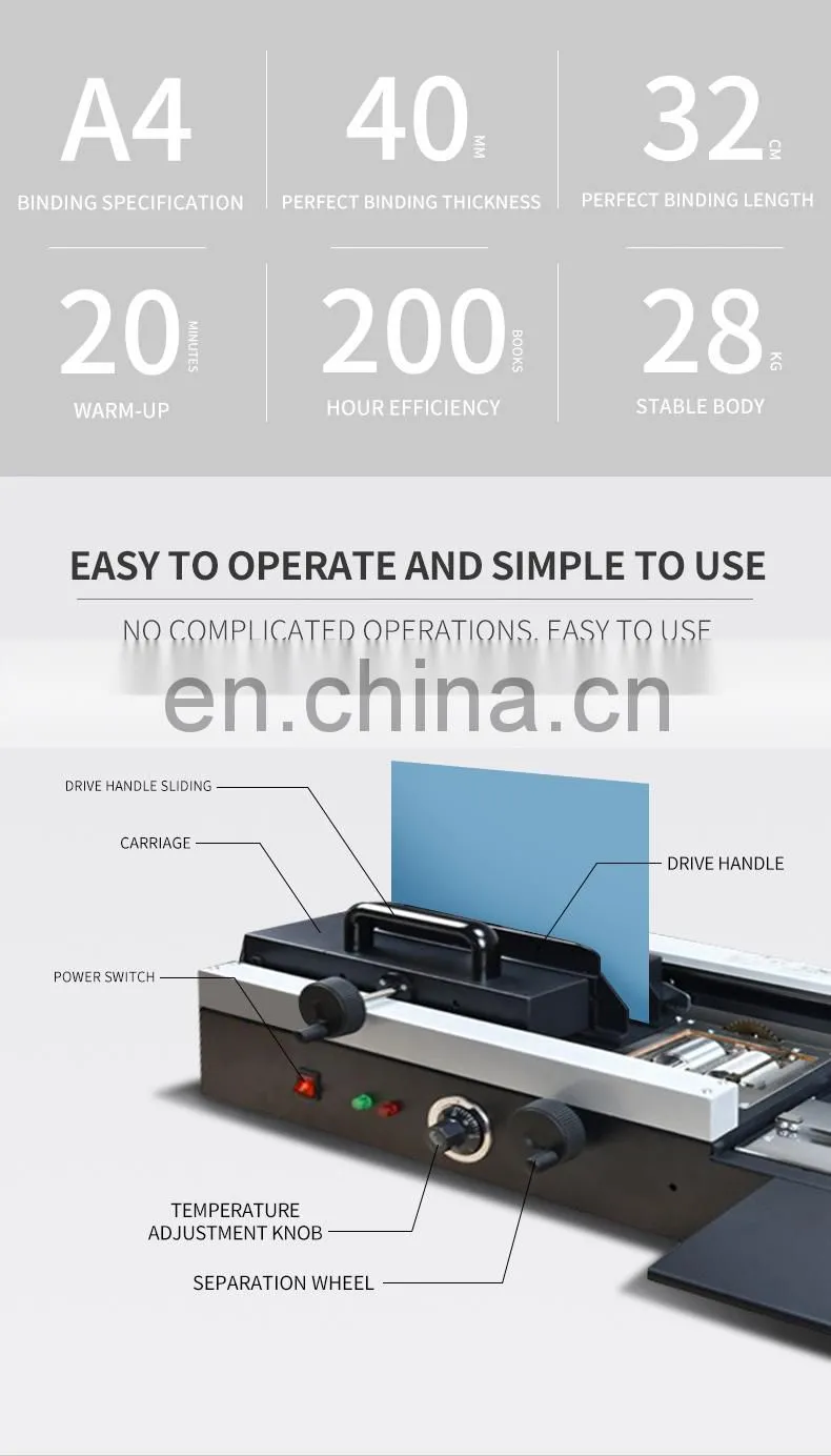 SBM-50D A4 high quality glue binding machine binder with Hot melt colloidal particles