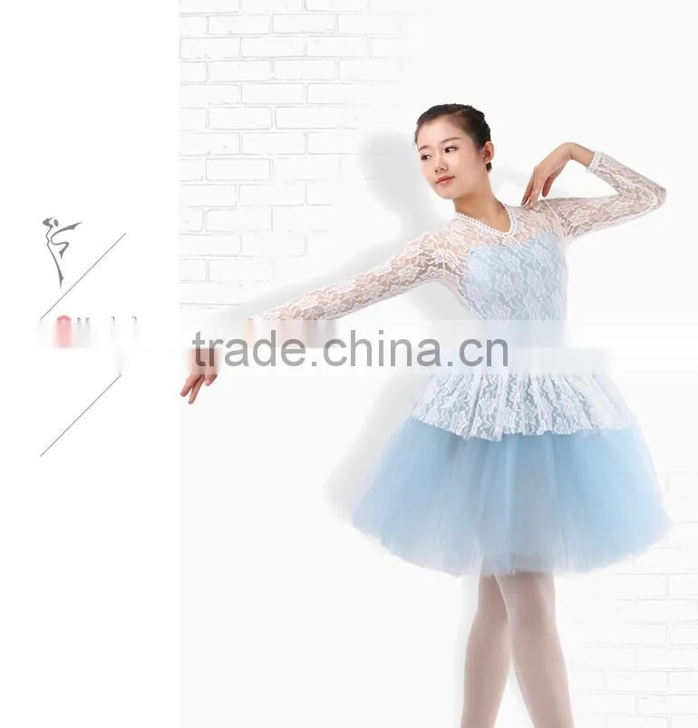 New Dansgirl Long Lace Sleeves Ballet Tutus Performance Ballet Dress Adult Dance Dress
