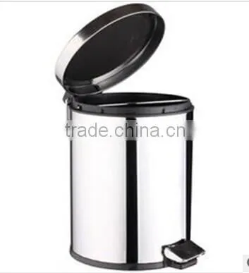 12L Stainless steel waste bins foot pedal, garbage bin with shinny surface