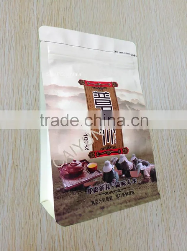 resealable stand up flat bottom pouch zipper coffee tea packaging bags for tea bag packing machine