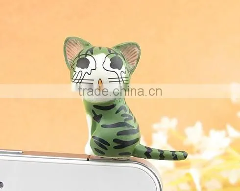 cute dust plug, animal shape custom 3.5mm earphone jack cat phone dust plug