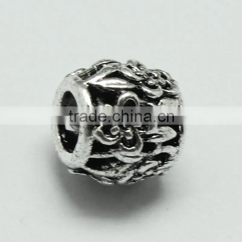 Round Zinc Alloy Anti-Silver Pdora Bracelet Beads