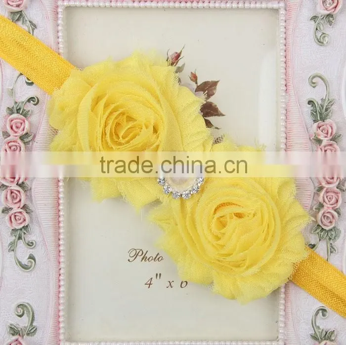 manufactory wholesale baby hair band flower rough selvedge children hair accessory with pear