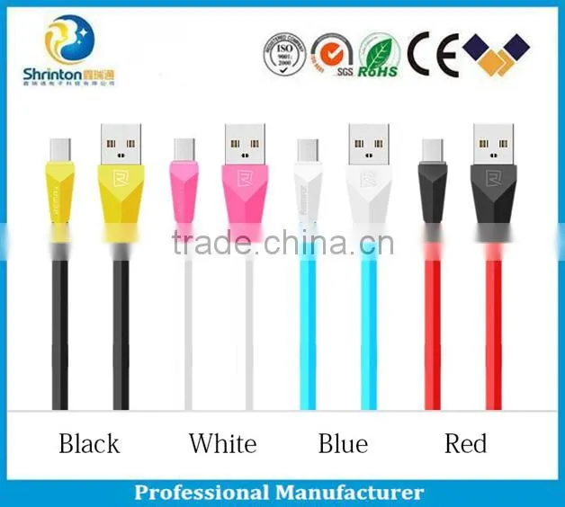 High qaulity Remax 1M length TPE Copper Core 2.1A Aliens micro usb cable for Android