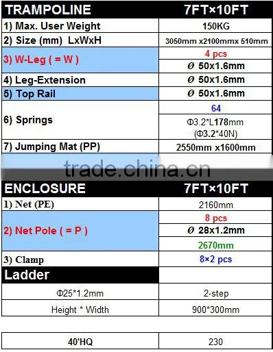 7FT*10FT rectangle trampoline