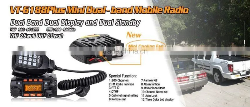 New Arrival Juentai JT-6188 Plus Mini Dual Band Dual Display and Dual Standby VHF136-174Mhz UHF400-480Mhz Mobile Radio
