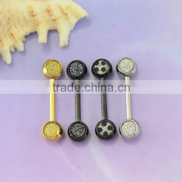 Hot Selling Surgical Steel Texting Logo Ball Stud Crazy Tongue Ring