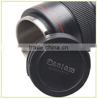 2nd Generation Camera Lens Tea Coffee Cup Mug Stainless Steel for Canon Black 24--105mm