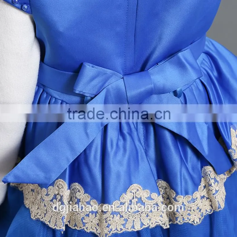 Wholesale fashion new design embroidery royal blue party children frocks designs