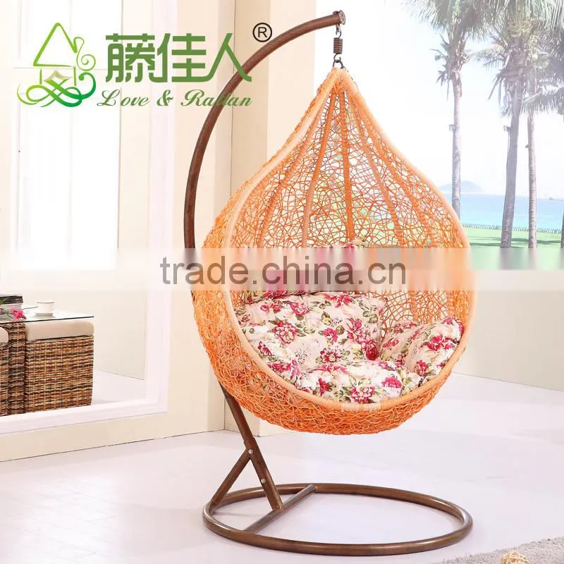Rattan Resin Wicker Hanging Indoor Swing Chair with Stand