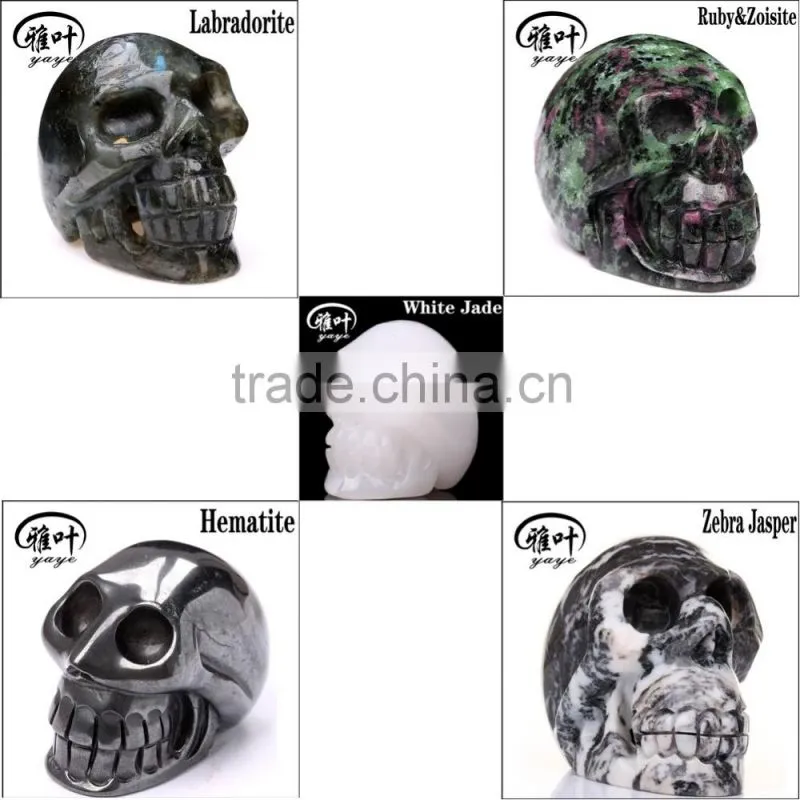 Wholesale 2inch Gold sand stone Handcrafts Skull Carving