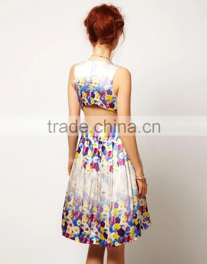 Designer Floral Printed Back Cut Ball Gown Alibaba Dresses