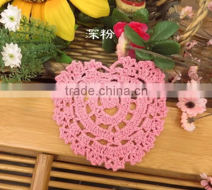 Heart Doilies,wedding decoration woven coasters cute heart shaped Applique