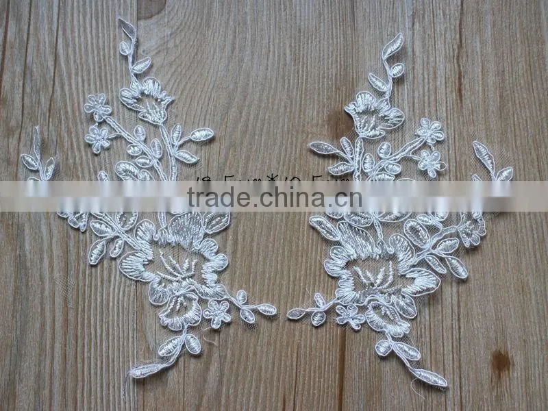 Vintage Alencon Lace Applique Embroidery Trim,Lace Flower Patch Wedding Supplies