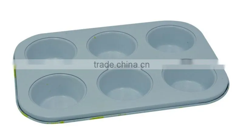 Non-stick Cake Pans of Muffin Pan with 6 Cups of backware ceramic