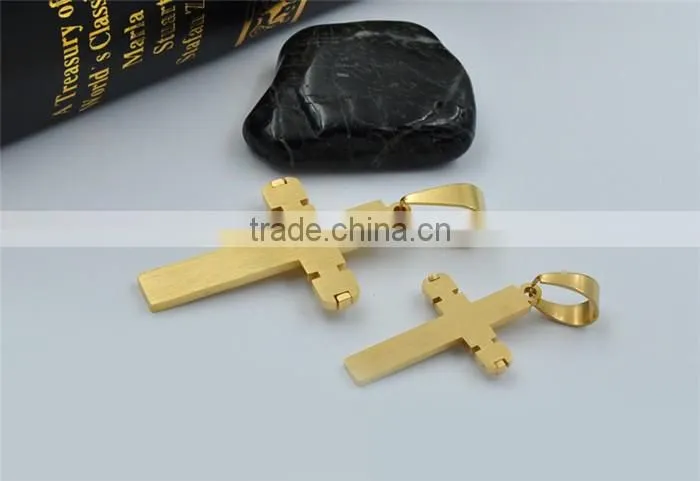 Hot sale gold plated jewelry stainless steel scriptures cross necklace pendant