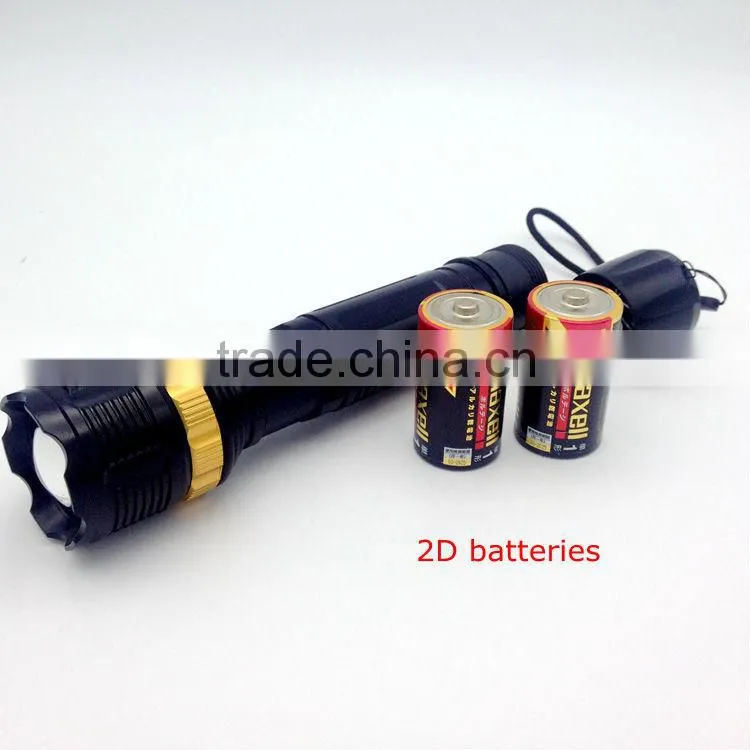 1W powerful led Mechanical zoom in-out flashlight powered by 2D batteries
