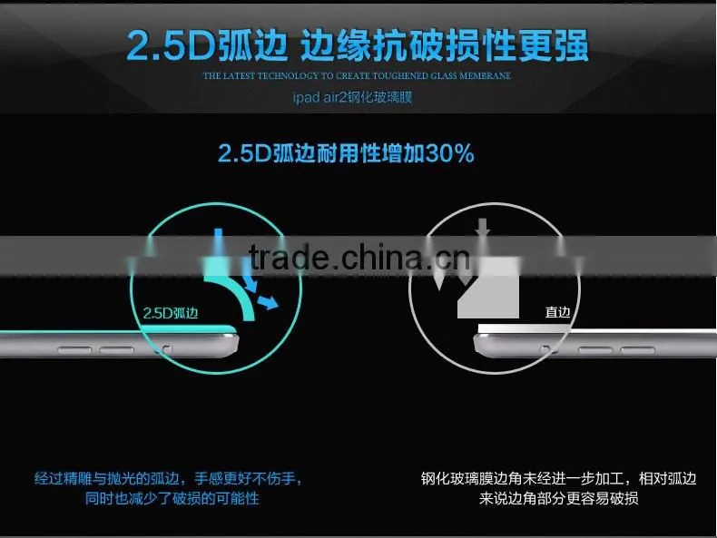 Hot Selling Tempered Glass Screen Protector For ipad Air/Air 2 Tempered Glass