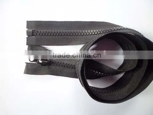 5# plastic derlin zipper open end zipper with auto lock thumb slider garment zipper