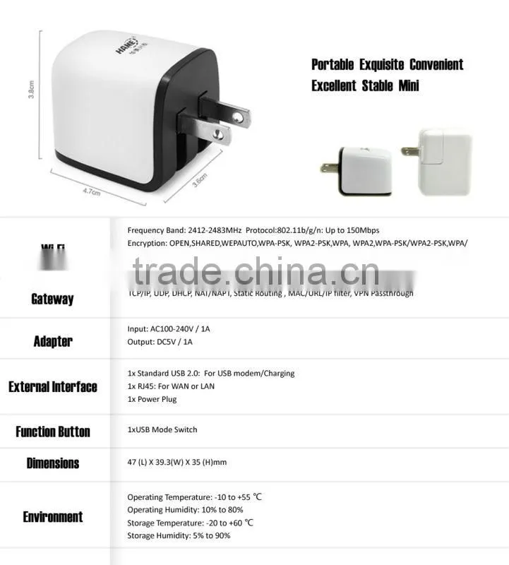 New wifi router wireless N repeater with charging adapter