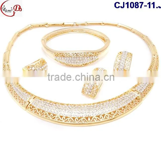 CJ1087 gold Latest italian fashion top high quality various design Jewelry with rhinestone matching dress for party/wedding