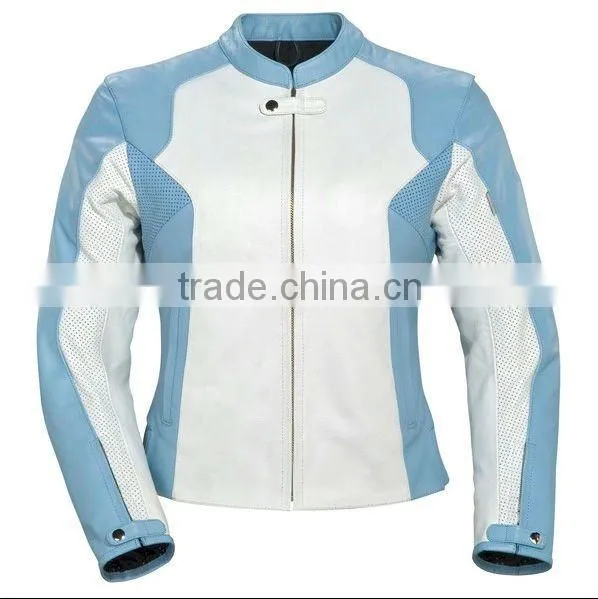 Ladies Perforated Motorbike Leather Jacket