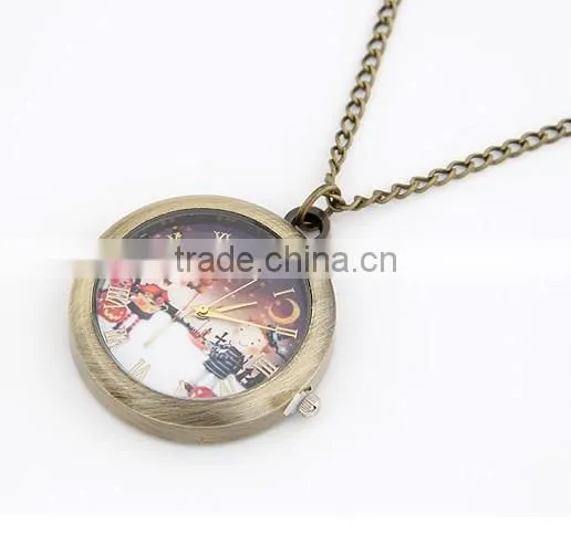 promotion Christmas lover pocket watch pendant Necklace fashion design wholesale