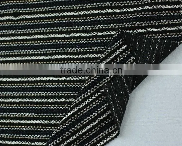 Jiufan Textile 2015 Latest Fashion Design Hacci Knitted With Sequins Polyester Rayon Cotton Lurex Fabric for Sweater Garment