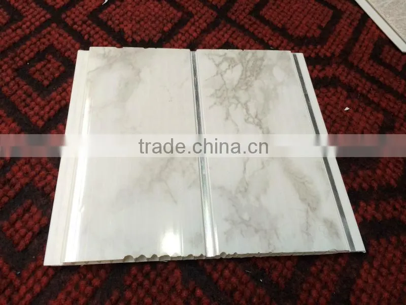 building materials waterproof fireproof 20cm ceiling design silvery line pvc panel ceiling