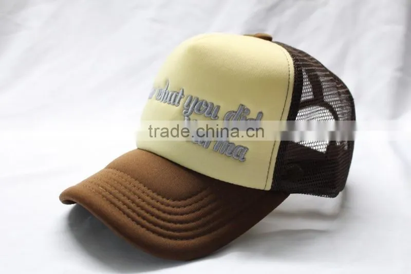 2015 hot sale custom 5 panel foam trucker hat caps embroidery trucker mesh cap