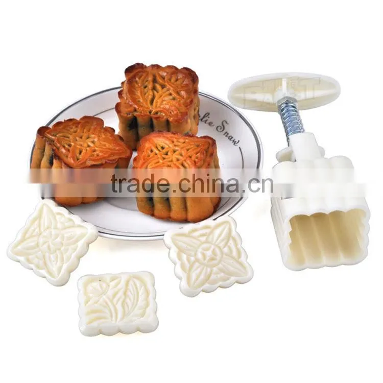 best 83g square shaped plastic moon cake mold plunger mould set with various designs stamps patterns maker
