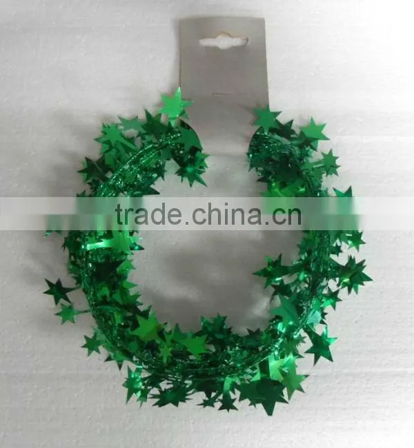 HOT SALE ! 9 Feet Party Decoration Metallic Gold Wired Holly Tinsel Garlands