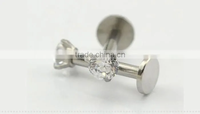 Crystal plastic bioflex labret piercing jewelry