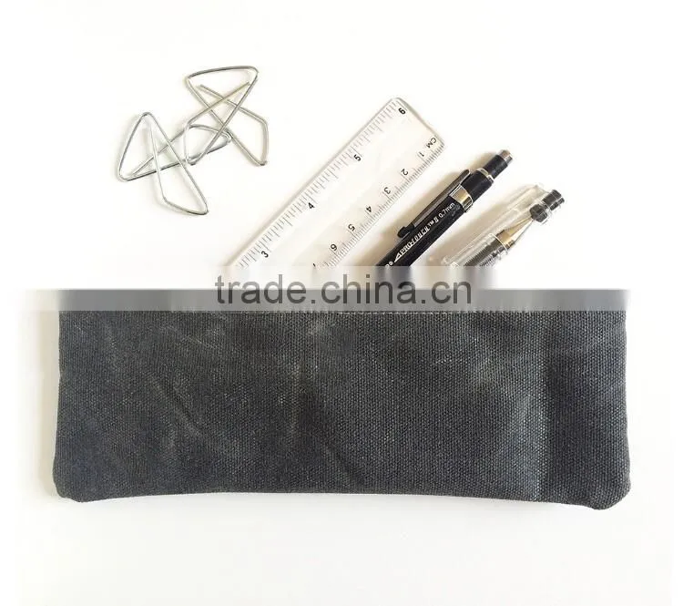 custom high quality small waxed canvas zipper pouch