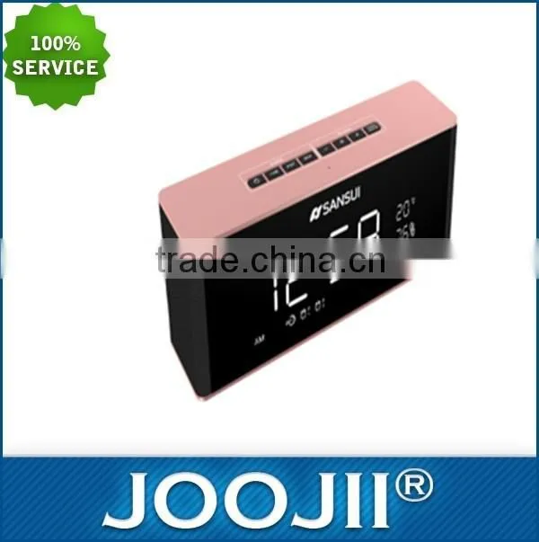2016 elegant-design bluetooth alarm speaker Support TFcard/Line in/FM/Hands free/USB-Disk /Clock