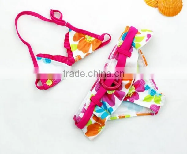 Kids Pink Yellow Floral Bikini 2 pc Swimsui
