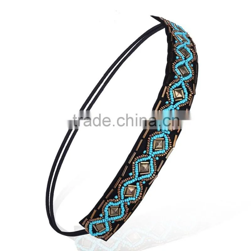 Top selling Lady Beads Headband Hairband Elastic Hair Head Band Wholesale