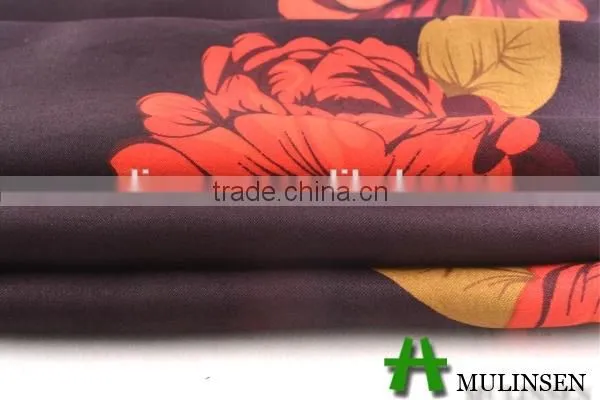 Shaoxing Textile Polyester 50D floral satin fabric/ womens satin pajamas fabric